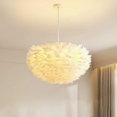 Modern Feather Chandelier with Adjustable Hanging Length in Cord Mounting Style