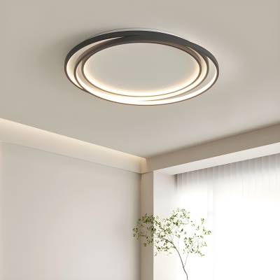 Modern Iron Flush Mount Ceiling Light with Ambient Shade and LED Bulbs