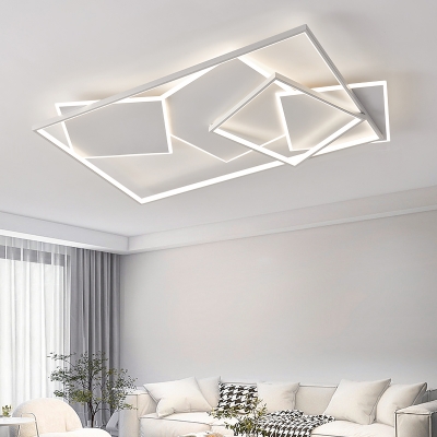 Modern LED Bulbs Flush Mount Ceiling Light with 3 Color Light - White Shade