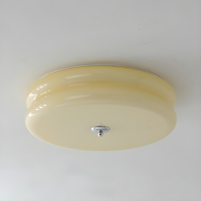 Modern Metal Flush Mount Ceiling Light with Clear Glass Shade - 3 Color Light