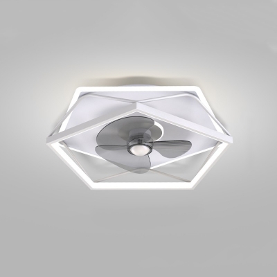 Modern Metal Flushmount Ceiling Fan with Dimmable LED Light and 3 Clear Blades