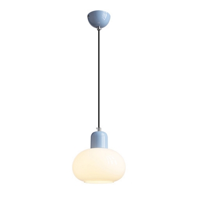 Modern Metal Pendant Light with White Glass Shade and Power Source- E26/E27