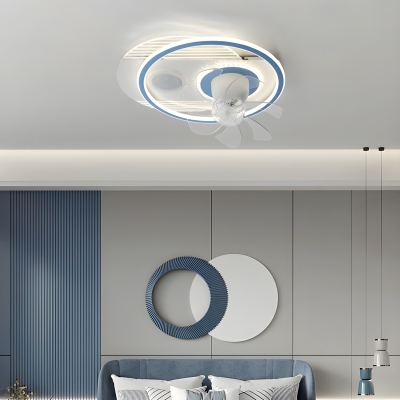 Modern Remote Control Ceiling Fan with Stepless Dimming, Plastic Material, 7 ABS Plastic Blades