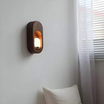 Modern Wood 1-Light Hardwired Wall Lamp with Clear Acrylic Shade for Indoor Use