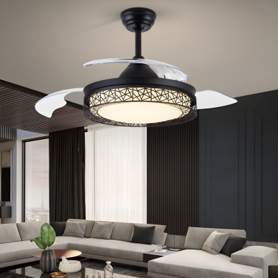 Sleek Metal Ceiling Fan with 3 Color Light and Remote Control