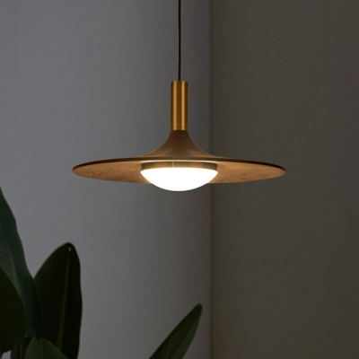 Walnut LED Pendant Light with Adjustable Hanging Length for Modern Residential Use