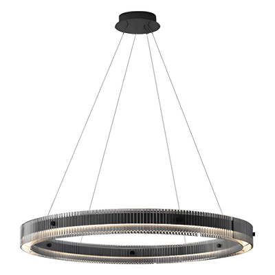 Elegant Modern Chandelier with Clear Glass Shade and Adjustable Hanging Length in Metal Finish
