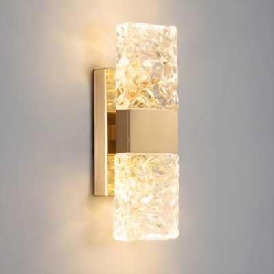 Glamorous Gold Crystal Wall Sconce with Clear Glass Shade for Living Room