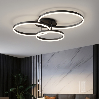 Modern 3-Light LED Bulb Close To Ceiling Light with Metal Shades