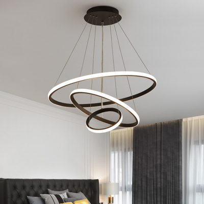 Modern LED Chandelier with Metal Shade and Adjustable Hanging Length