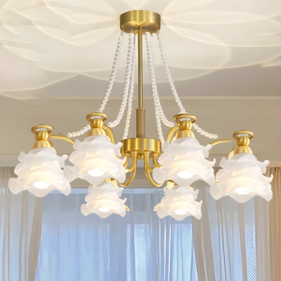 Modern Metal Chandelier in White with Glass Shades and LED Lights