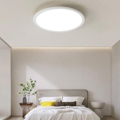 Modern Metal LED Bulb Flush Mount Ceiling Light with 3 Color Light Option and White Acrylic Shade
