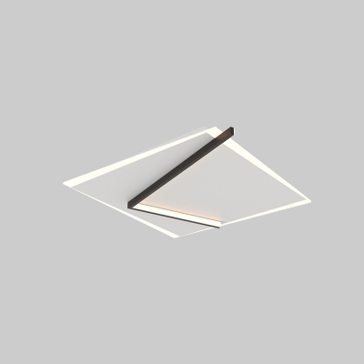 Modern White Flush Mount Ceiling Light with 2 LED Bulbs and White Acrylic Shade