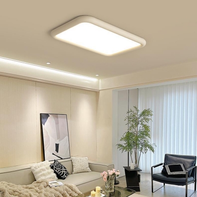 Rectangular LED Flush Mount Close To Ceiling Light with Acrylic Shade - 3 Color Light, Modern Style