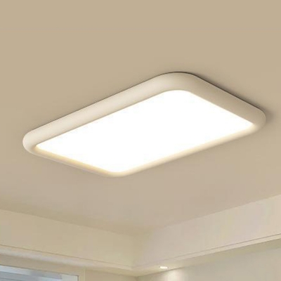Rectangular LED Flush Mount Close To Ceiling Light with Acrylic Shade - 3 Color Light, Modern Style