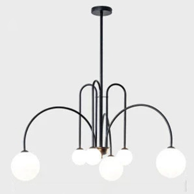 Stylish Modern Chandelier with Bi-pin Lights and Gorgeous Glass Shades in Metallic Finish