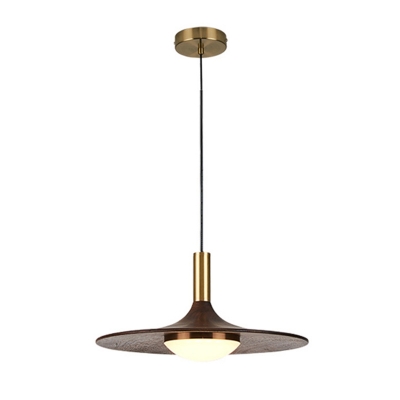 Walnut LED Pendant Light with Adjustable Hanging Length for Modern Residential Use