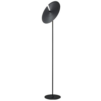 Contemporary Black Metal Floor Lamp with Plug In Electric Power Source and 1 Bi-pin Light