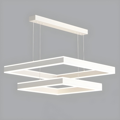 Contemporary LED Metal Chandelier with Acrylic White Shades and Adjustable Hanging Length