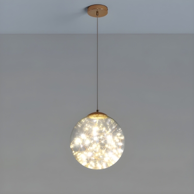 Contemporary LED Pendant Light with Clear Glass Shade and Cord Mounting