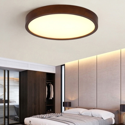 Contemporary Walnut Flush Mount LED Ceiling Light with Acrylic Shade for Modern Home Use