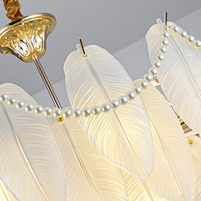 Glamorous Gold Glass Chandelier - Modern LED Lighting with Clear Glass Shades