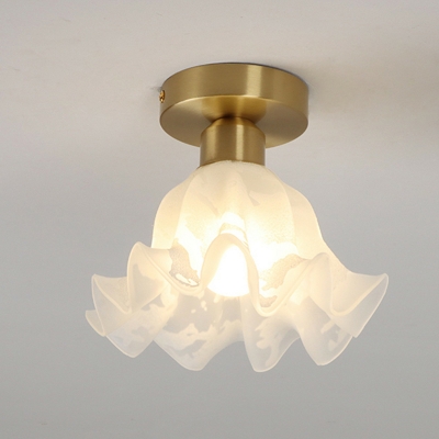Gold Modern Semi-Flush Mount Ceiling Light with Clear Glass Shade - 1 Light