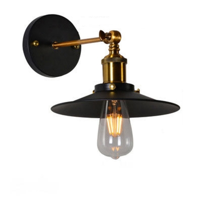 Industrial Stylish Hardwired Iron 1-Light Wall Lamp with Down-Direction Iron Shade