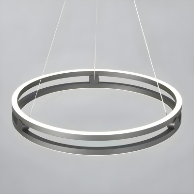 Modern LED Chandelier with Acrylic Shade and Adjustable Hanging Length in Metallic Finish