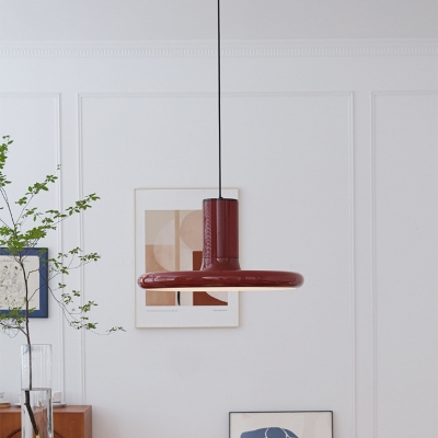 Modern Red Pendant Light with Metal Shade and Cord Mounting - Perfect for 35-40 Women