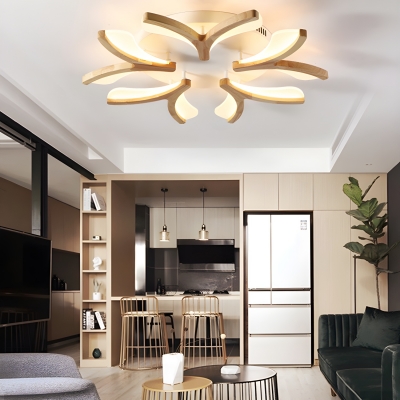 Modern Wooden Close To Ceiling Light with Acrylic Shade for Ambience and Style