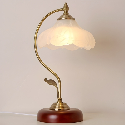 Sleek Metal Modern Table Lamp with Glass Shade and LED Lighting