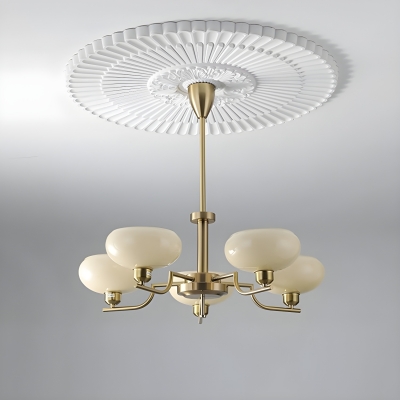 Beige Mirrored Glass Chandelier with Adjustable Hanging Length