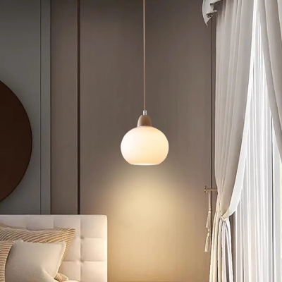 Calming Wood Pendant Light with White Glass Shade and Modern Design
