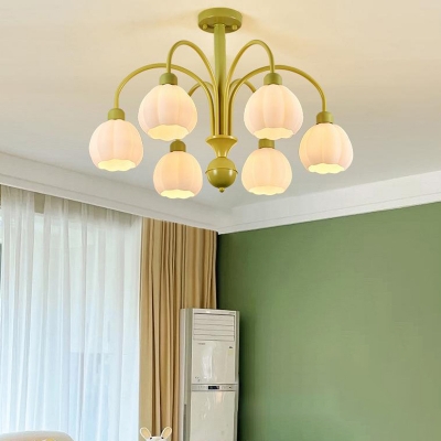 Contemporary White Glass Shade Chandelier for Residential Use