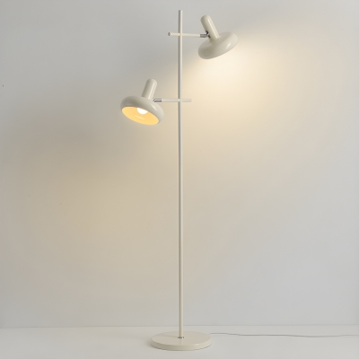Cream Metal Floor Lamp with 2 Lights and Switch, Modern Style