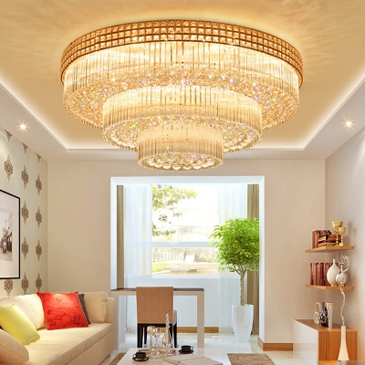 Elegant Flush Mount Metal Ceiling Light with Clear Crystal Shade