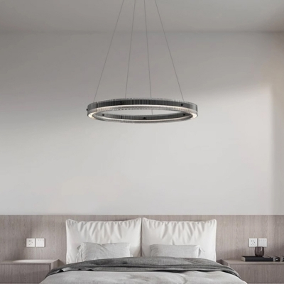 Modern Black Metal Chandelier with Clear Glass Shade - Adjustable Hanging Length - LED Compatible
