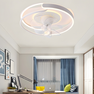 Modern Ceiling Fan with Stepless Dimming Remote Control and 7 Clear ABS Blades