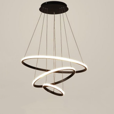 Modern LED Chandelier with Adjustable Hanging Length  Stylish Metal Design and Ambient Acrylic Shade