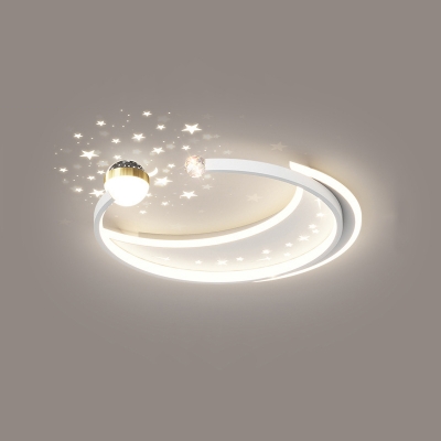 Modern White Flush Mount Ceiling Light with LED and Plastic Shade