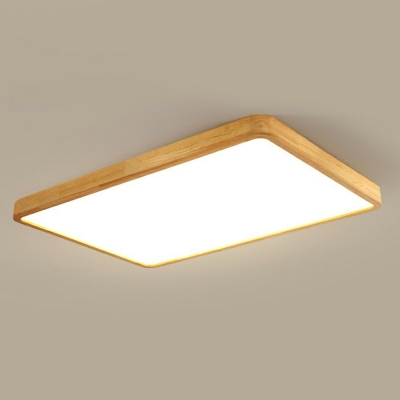 Modern Wood Flush Mount Ceiling Light with Acrylic Shade for Residential Use