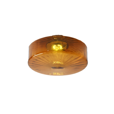 Amber Glass Semi-Flush Mount Close To Ceiling Light with Dimming LED Bulb for Modern Residential Use