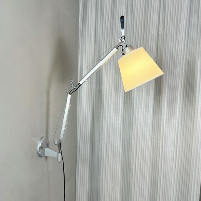 Contemporary Metal Wall Lamp with Down Shade for Living Room