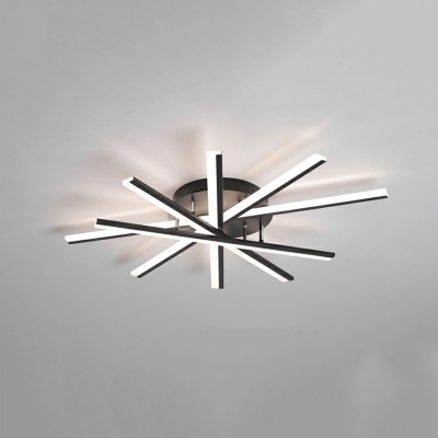 Metal White Semi-Flush Mount Ceiling Light with Dimmable LED Bulbs for Modern Decor
