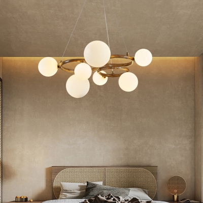 Modern Bi-pin Chandelier with Resin Shade for Residential Use