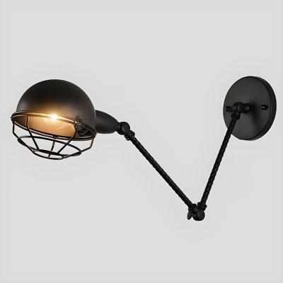 Modern Black Metal 1-Light Wall Sconce with Stylish Downward Iron Shade