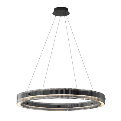 Modern Black Metal LED Chandelier with Clear Glass Shade and Adjustable Hanging Length