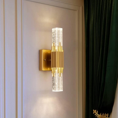 Modern Crystal 2-Light Hardwired Wall Sconce with Clear Crystal Up & Down Shades