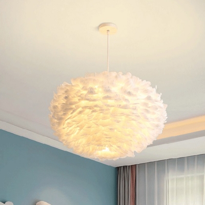 Modern Feather Chandelier with Adjustable Hanging Length in Cord Mounting Style
